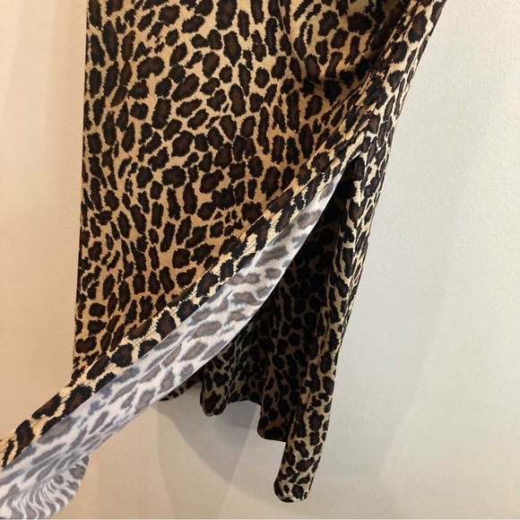 RALPH LAUREN RLR Sz 12 Leopard Print Mock Wrap Ruched Jersey Knit  Dress - Picture 7 of 10